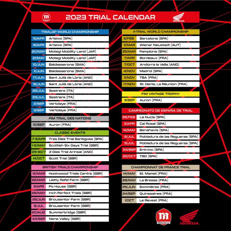 2023 Calendar for Trial Competitions